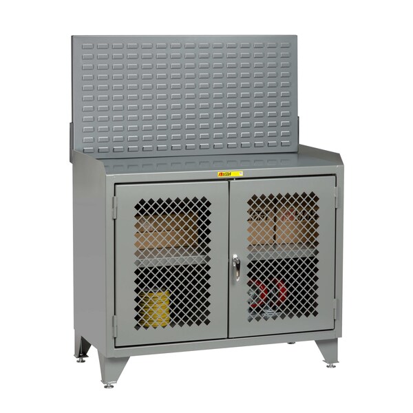 Little Giant Bench Cabinet, 24" X 48", Perforated Doors, Steel Top, Louvered Panel MBP3LL2D2448LP - main